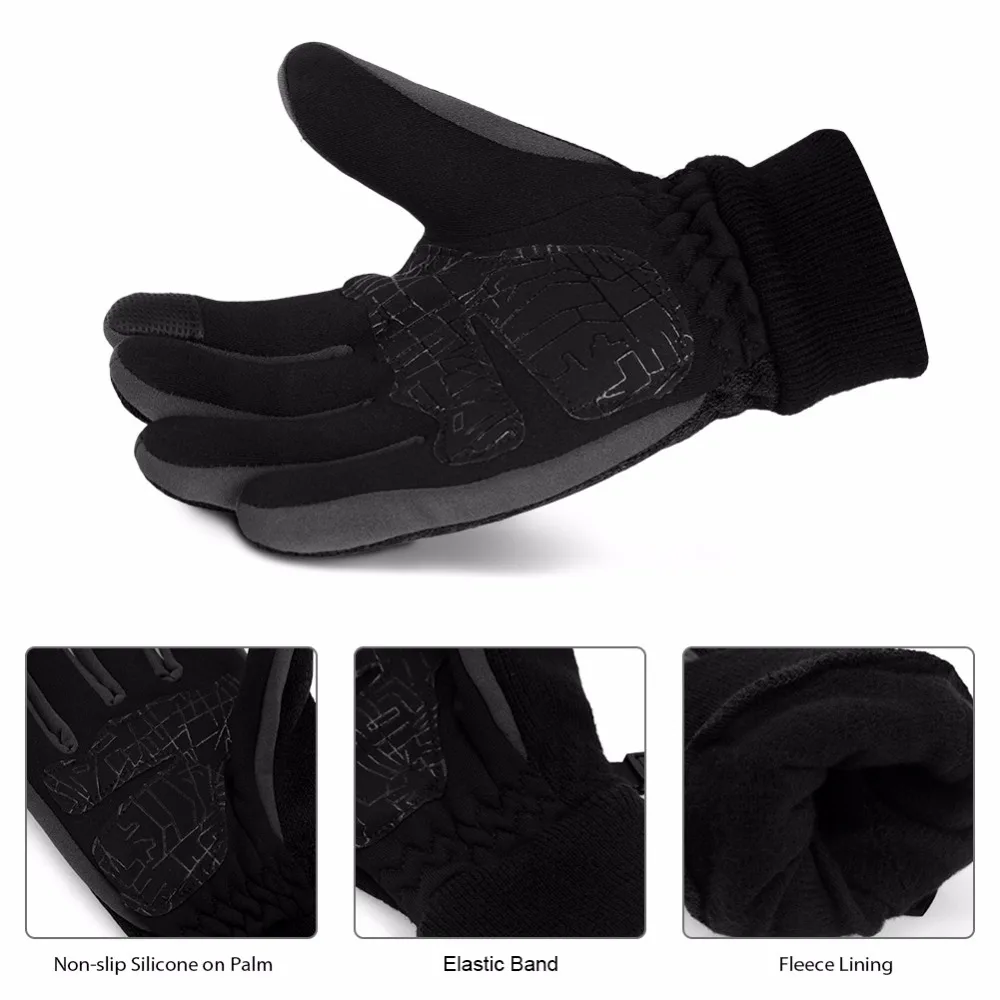 Vbiger Outdoor Running Hiking Gloves Winter Touch Screen Knitted Gloves Thicken Warm Gloves Sports Mittens Gloves