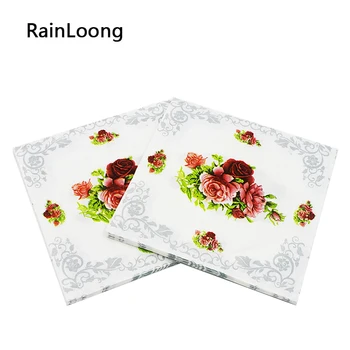 

[RainLoong] Flower Paper Napkin Rose Festive & Party Tissue Napkins Decoupage Decoration Paper 33cm*33cm 5packs (20pcs/pack)