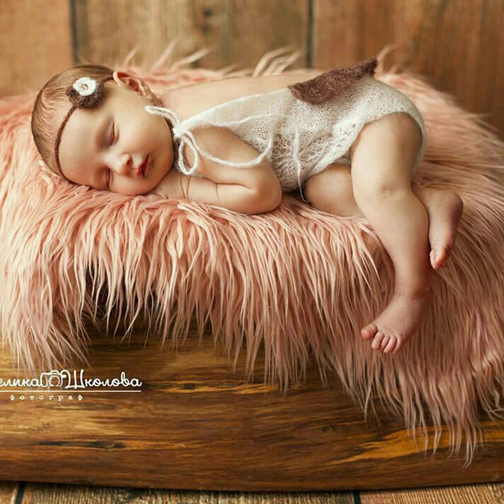 Presente do Chuveiro de Bebê 75 50 Cm Macio Pilha Longa Faux Fur Mongol Fur Cobertor Cesta Stuffer Newborn Fotografia Props Venda Quente 5 Cobertores e mantas