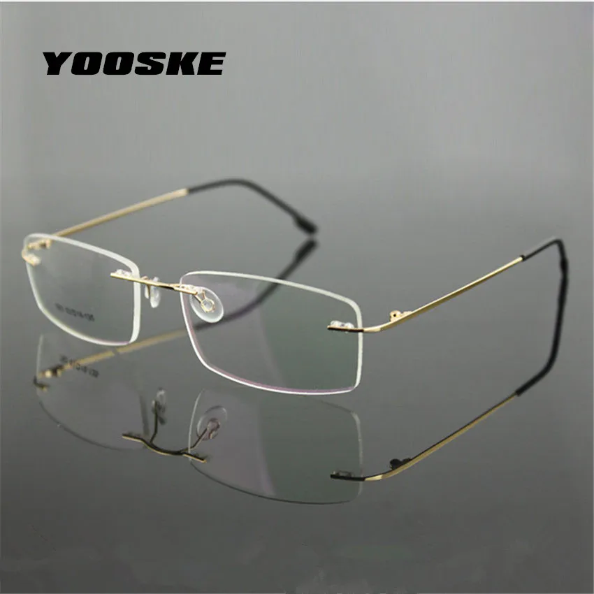 Yooske Classic Business Mens Pure Titanium Glasses Frames Myopia Optical Frame Ultra Light