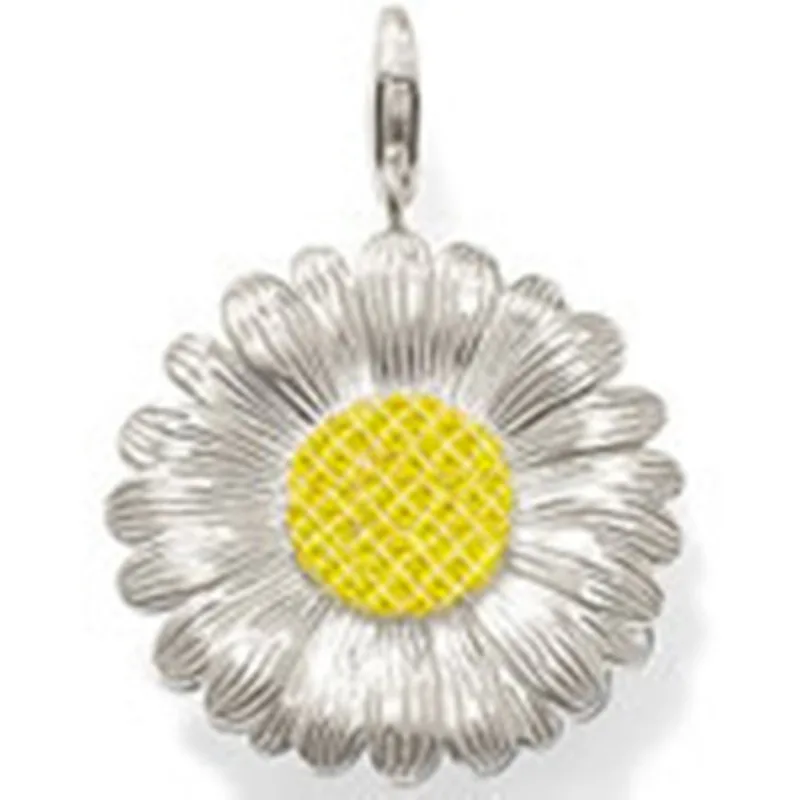 Large Chrysanthemum Mum Pendants Fit Necklace Chain, Most Fashion Glam Good Jewelry Silver