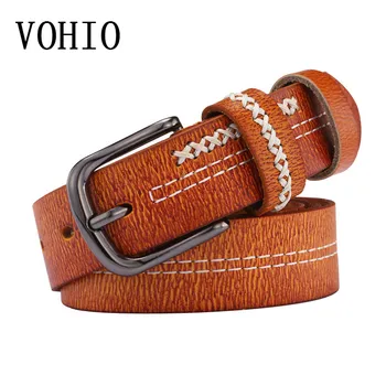 

VOHIO 2017 genuine leather belts for women 2.8cm width colorful female and girl strap lady cintos cowskin luxry belt Bold lines
