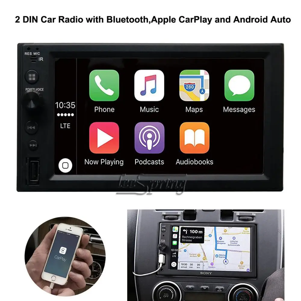 

6.2 inch 2 DIN CarPlay Media Receiver with Car Radio Bluetooth Android Auto Fit for the all car