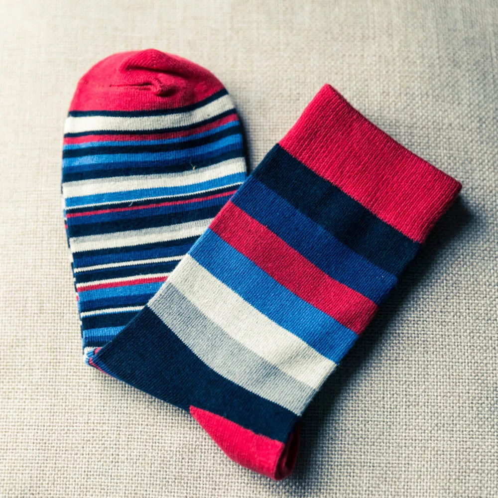 Мужские цветные осенние модные цветные полосатые носки, повседневные хлопковые носки без пятки