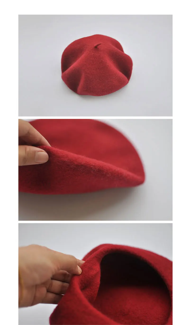 kids beret winter cute black red wool beret hat cap berets girls hat painter hat 2to8 years old  (6)