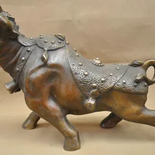 Bi002103 16 ''Китай Фэншуй Зодиак Сильный Бык Бык Буффало Бронзовая Статуя