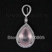 Довольно Винтаж Груша 10x14 мм твердые 18Kt Белое Золото Алмаз Кулон из морганита ER002