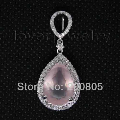 

Pretty Vintage Pear 10x14mm Solid 18Kt White Gold Diamond Morganite Pendant ER002