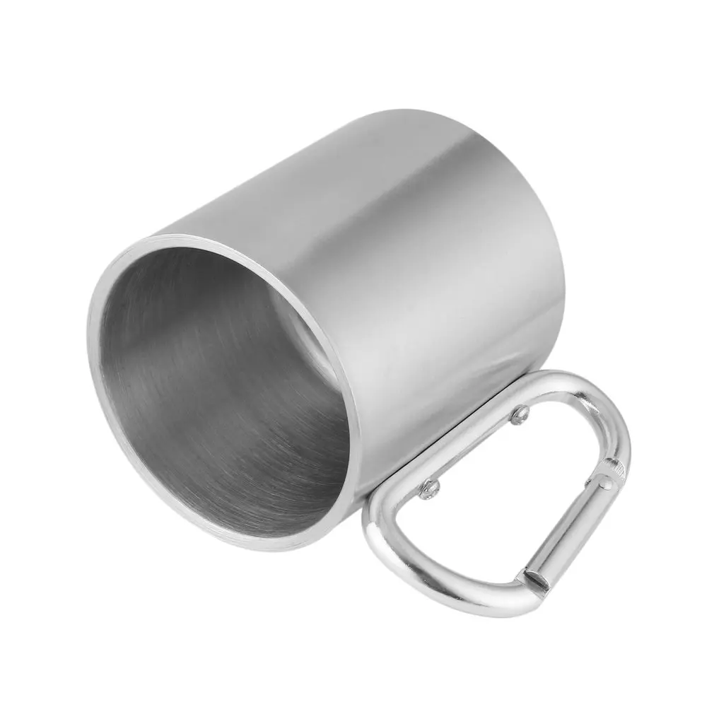 OUTAD 180 ml taza de acero inoxidable acampar que viaja al aire libre taza doble pared taza con gancho mosquetón con venta caliente Dropshipping. exclusivo.