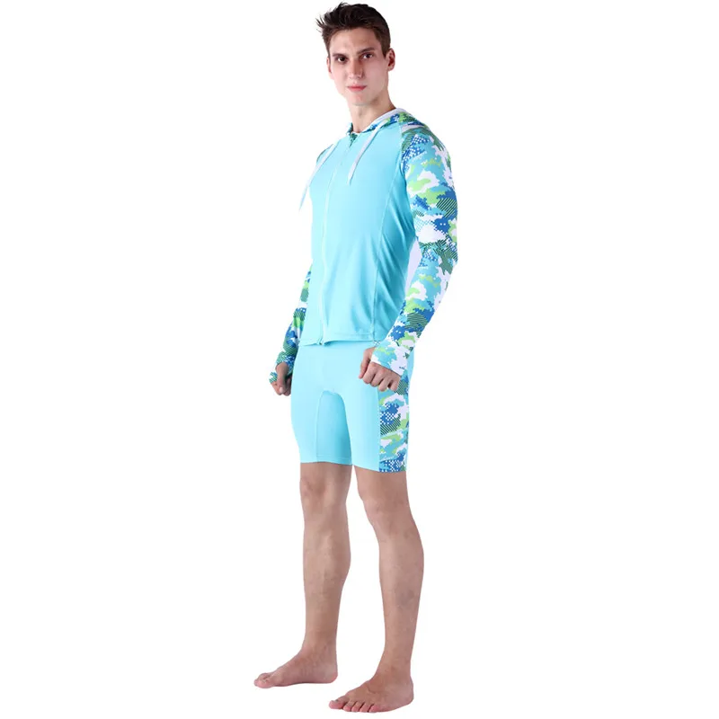 SABOLAY компрессионный мужской Рашгард купальник с капюшоном рубашка на молнии с защитой от ультрафиолета Длинные рукава рубашки для серфинга купальники шорты