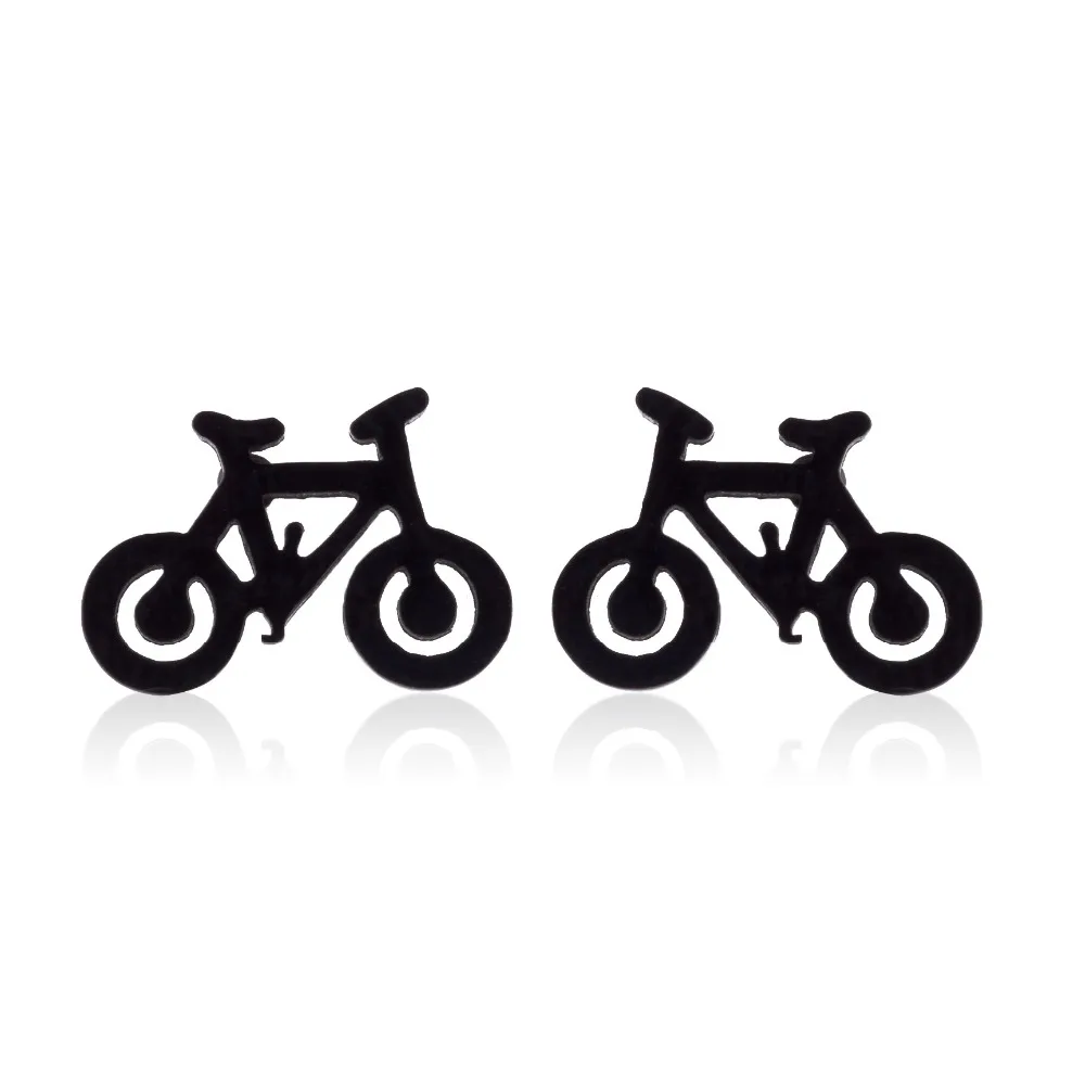 

High Quality Fashion Gold Color Stainless Steel Bicycle Stud Earrings Bike Cycle Shape Brincos for Men Women Minimalism Jewelry