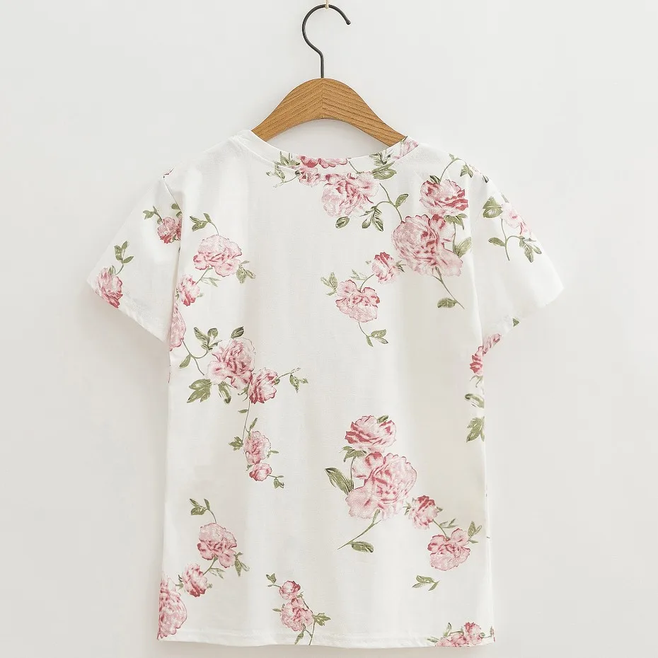 JKKUCOCO Newest style nice Print Pink Flowers T-shirt Women t shirt Short Sleeve O-neck Summer t-shirt Women tops hot tee XS-XL JKKUCOCO Newest style nice Print Pink Flowers T-shirt Women t shirt Short Sleeve O-neck Summer t-shirt Women tops hot tee XS-XL