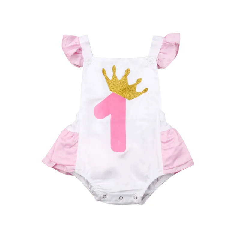 

Summer Baby Girls Birthday Bodysuits 2019 Newborn 0-24M Sleeveless Backless Bow Knot Ruffles Casual Kids Jumpsuits For Toddler