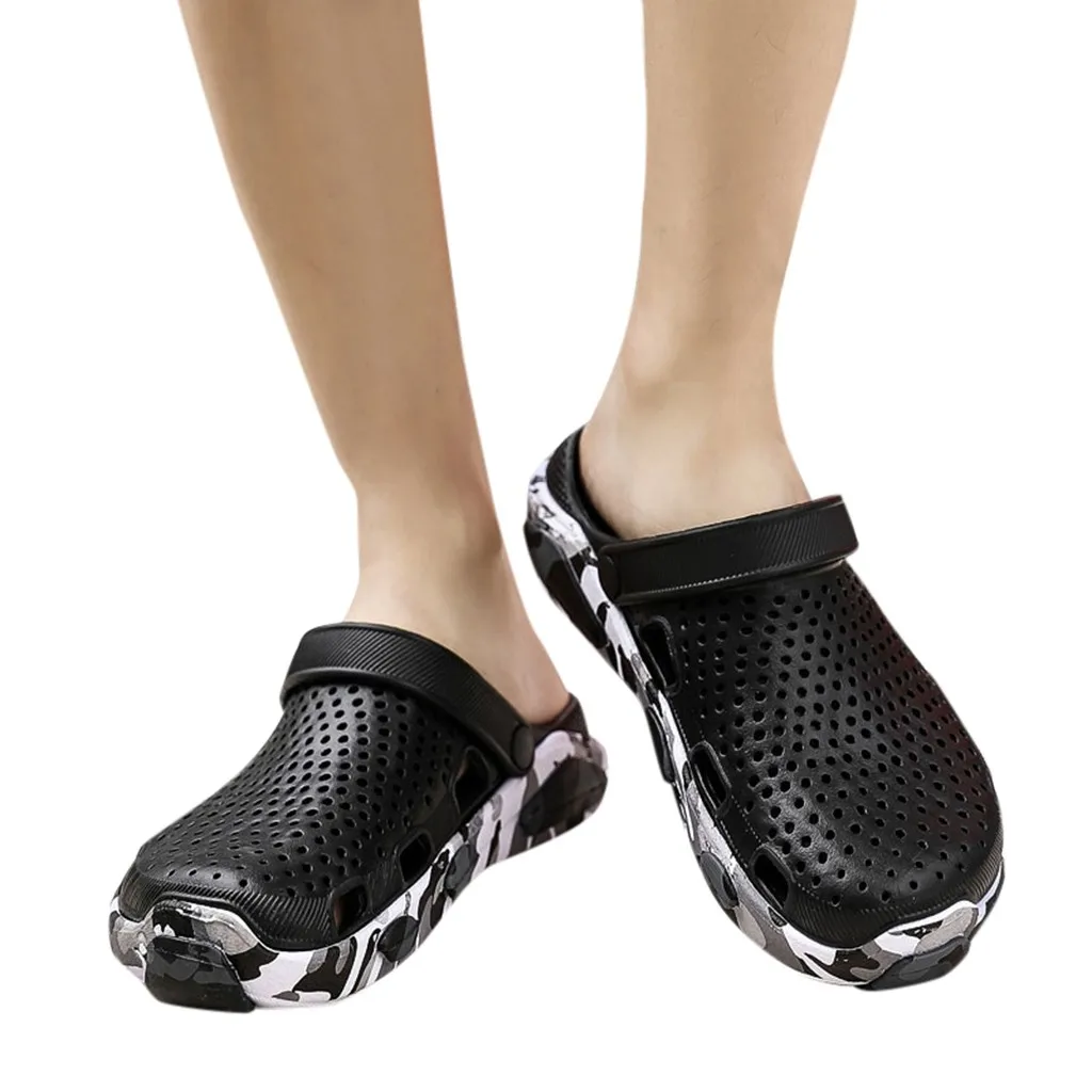 

SAGACE 2019 Summer Men Shoes Sandals Slippers Men Sandals Outdoor Beach Hole Breathable Non-Slip Male Casual Slipper Shoes