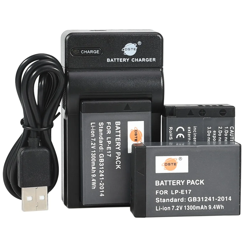 

DSTE 3pcs LP-E17 Li-ion Battery with USB Charger for Canon EOS M3 200D 750D 760D T6i T6s Kiss X8i EOS 250D Rebel SL3 Kiss X10