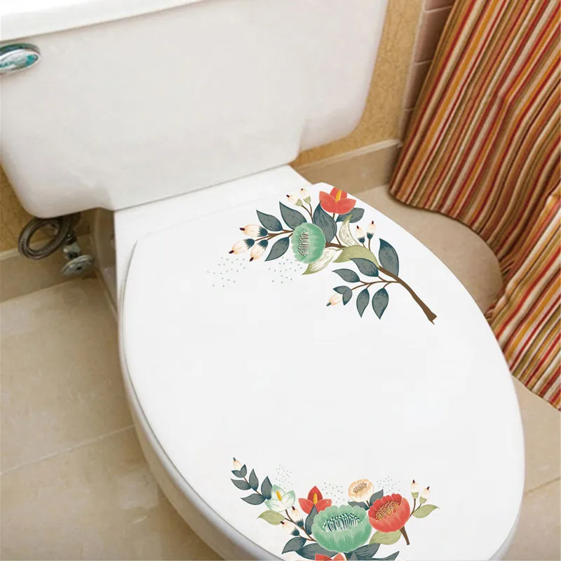 

2019 Bionic Flower Toilet Refrigerator Stickers Creative Diy Home Decoration Kitchen Pvc Wall Decals Children's Room Decoration