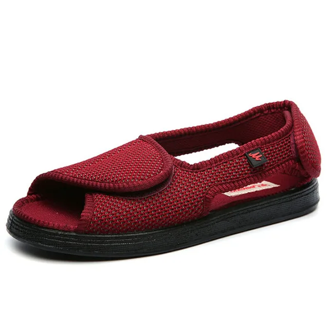 2017Summer dew toe diabetic shoe female foot swollen feet wide magic stick shoes thumb outside the middle-aged old women sandal