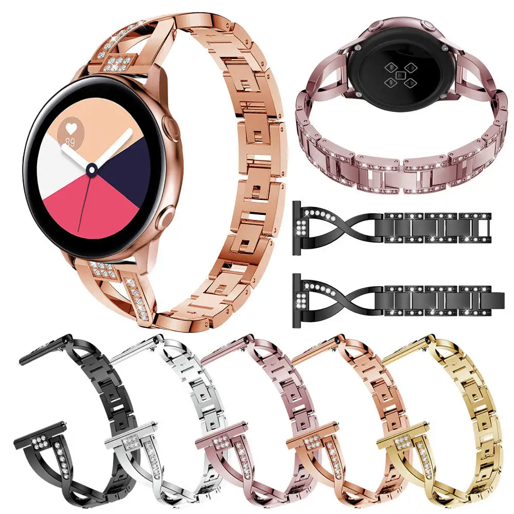 Роскошный ремешок из нержавеющей стали 20 мм для смарт-часов Samsung galaxy Watch Active 40