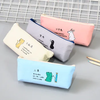 

1pcs stationery canvas stationery bag wholesale standard Mandarin inverted trapezoidal pencil case