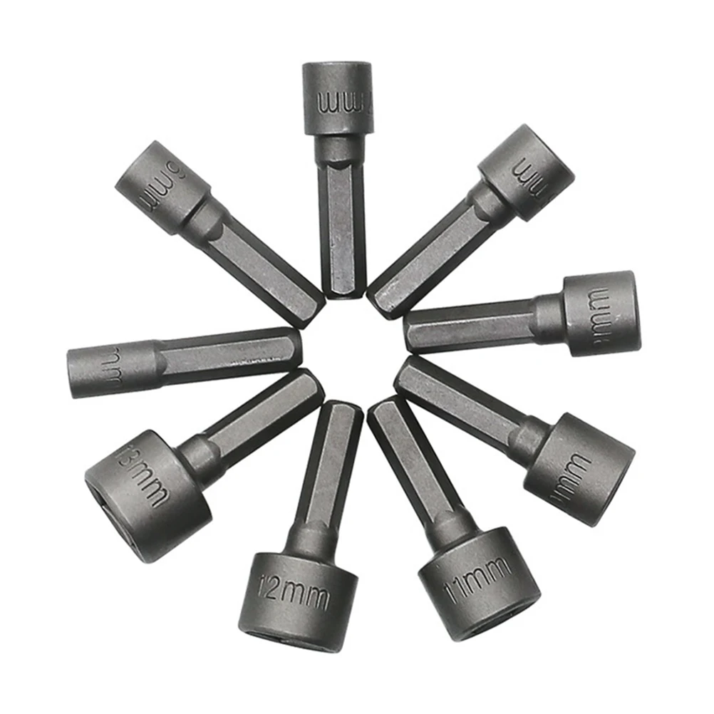 

9PCS 5-13mm Metric Socket Nut Impact Driver Adapter Drill Bits 1/4 Inch Hex Shank Tool Set Nut Driver Socket Bit Set