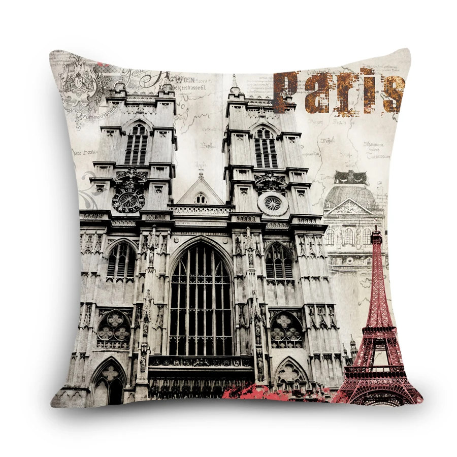 Retro Rome Paris printed dining chair cushion cover 45x45cm car seat