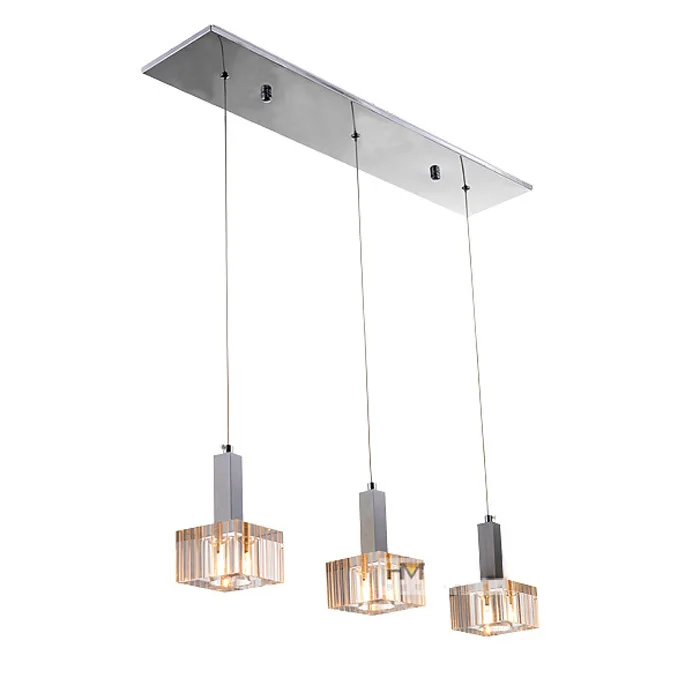 Modern Crystal Cubes Dining Room Pendant Lights Bar Counter Oblong Top Restaurant Pendant Lamp Study Room Hallway Pendant Lamps