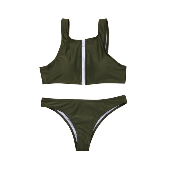Buy Sexy Zipper Bikini set Women 2018 New Summer Solid
