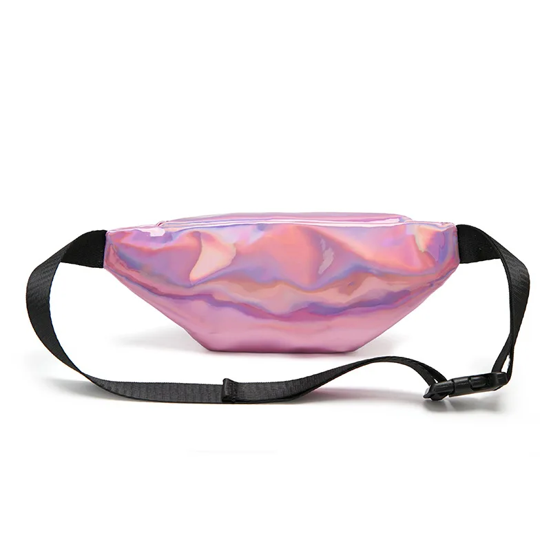 New wholesale laser belt bag holographic waist bag pink pu fanny pack Silver hip bag Chest Phone Pouch sac banane