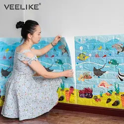 Анти столкновения 3D стены Наклейки для декора детской комнаты 3D кирпичная стена Бумага для Гостиная Украшения в спальню самоклеющиеся