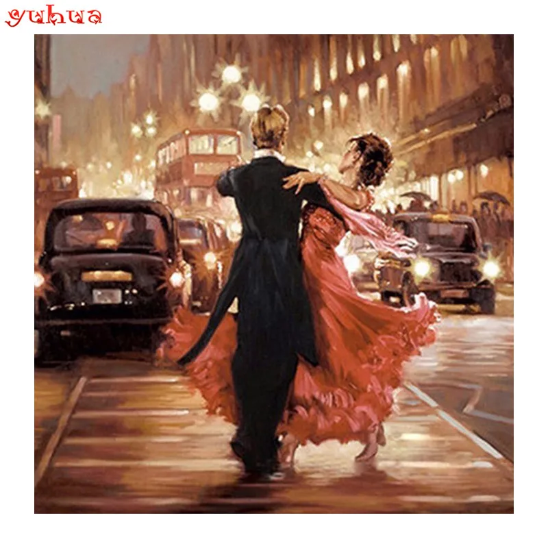 

100% DIY 5D Diamond Mosaic Couples dance Handmade Diamond Painting Cross Stitch Kits Diamond Embroidery Pattern Rhinestone LX