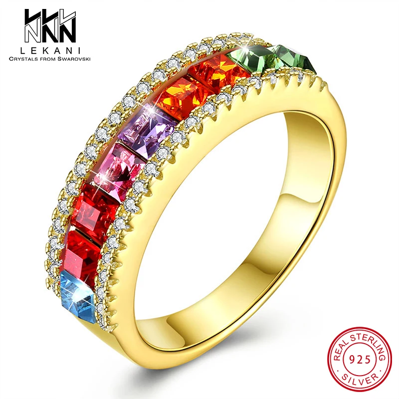 Женские кольца с кристаллами Swarovski яркие обручальные из стерлингового серебра 925