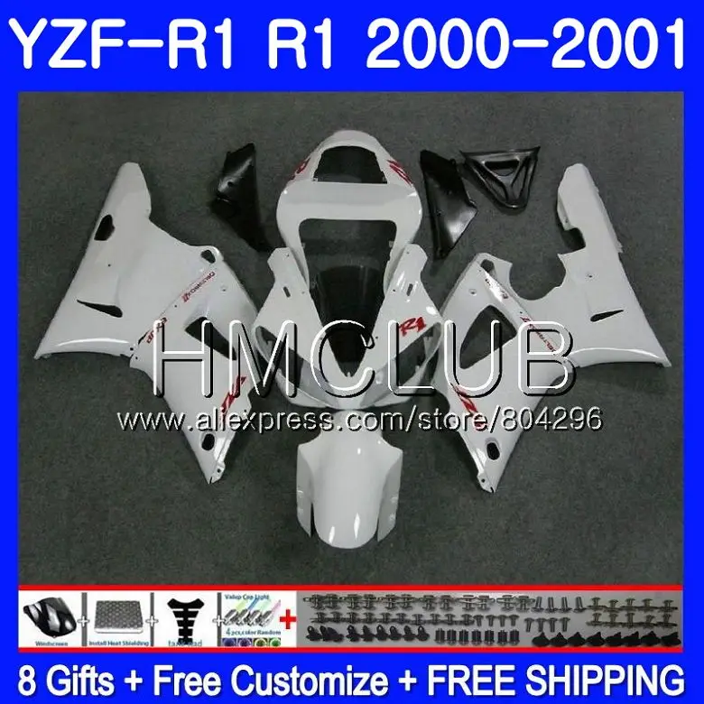 

Bodys For YAMAHA YZF 1000 YZF R 1 YZF R1 00 01 YZF-1000 Frame 108HM.6 YZF1000 YZFR1 00 01 YZF-R1 Pearl White 2000 2001 Fairing