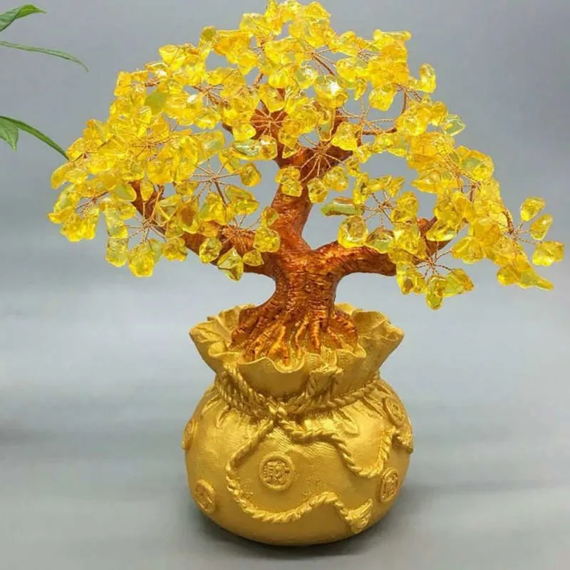 

Home Feng Shui Money Wealth Tree Citrine Amethyst Crystal Gem Spiritual Lucky Home Decoration