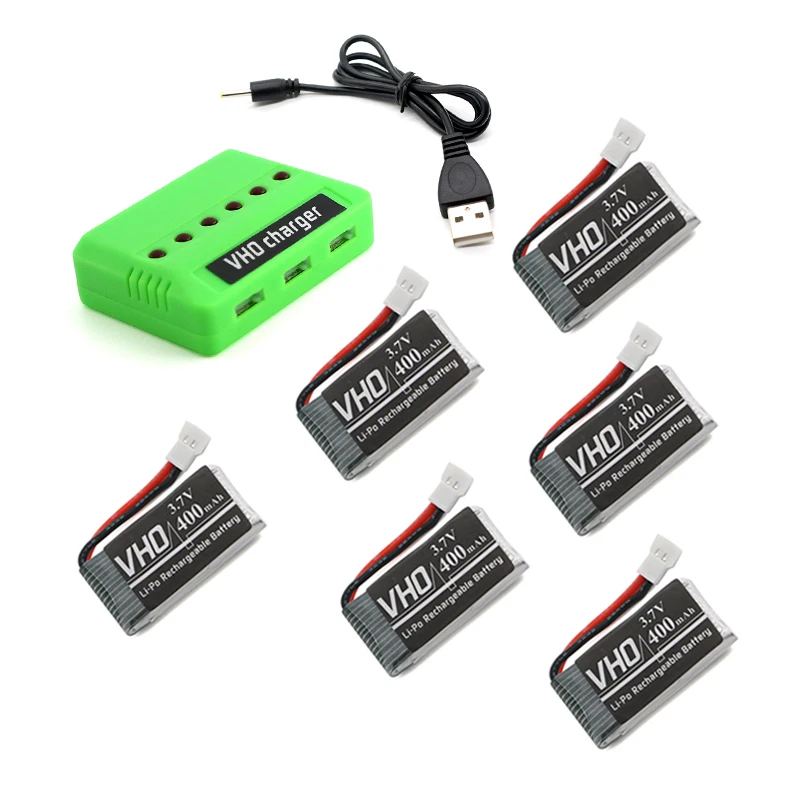

VHO 6PCS 3.7V 400mah Lipo battery and charger box+EU charger For JJRC H31 Spare Parts H31-011 3.7V 400mah JJRC H31 XH plug 25C