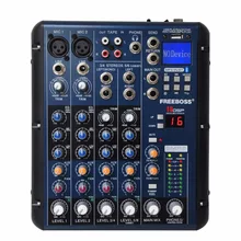 SMR6 enregistrement Bluetooth 2 Mono + 2 stéréo 6 canaux 3 bandes EQ 16 DSP effet USB Console de mixage sonore professionnelle