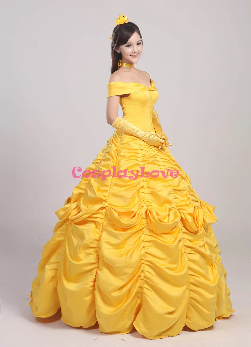 CosplayLove Custom Made Beauty And The Beast Belle Princess Yellow Dress Cosplay Costume For Halloween Christmas Party (6)