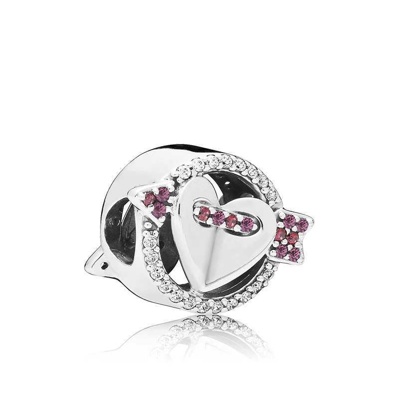 5PCS-European-Crystal-Cupid-s-Arrow-Heart-Loose-Round-Bead-Fit-Original-Pandora-Charms-Silver-925