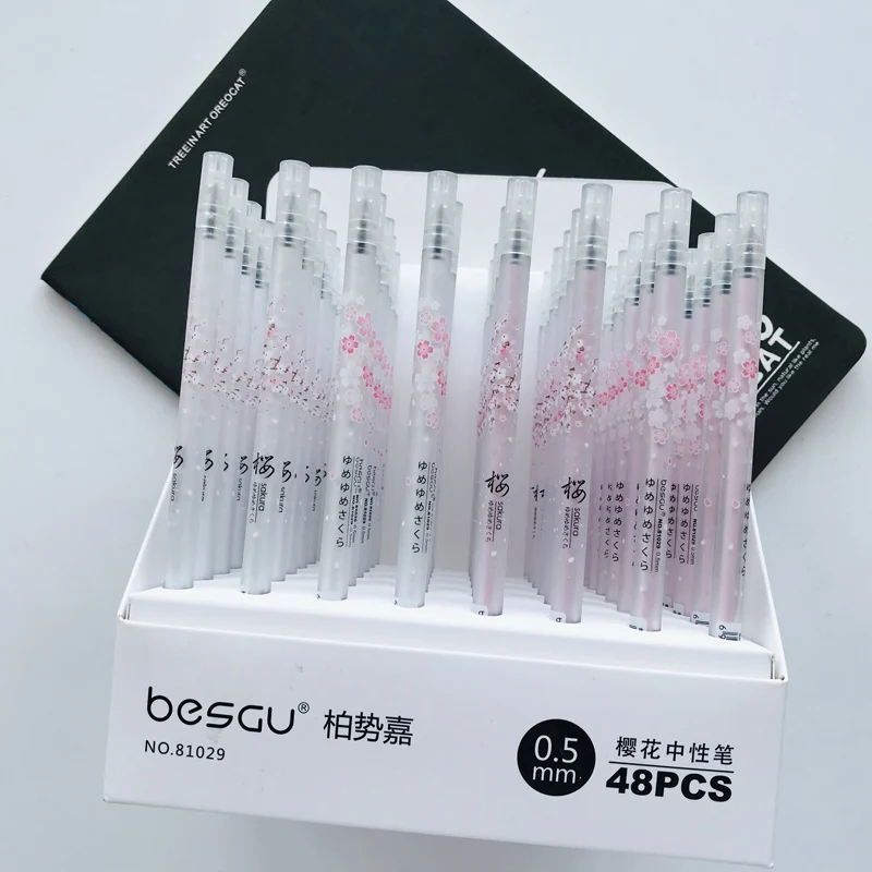 

2PCS/lot Romantic Crystal Penholder Sakura Gel Pen Rollerball Pen School Supply Stationery Kids Gift Black Ink 0.5mm