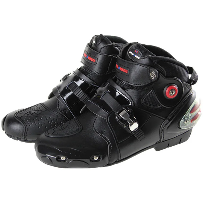 Для мужчин Pro-байкерские сапоги ботинки для гонок на мотоцикле wo Для мужчин мотопробег, Гонки обувь на высоком каблуке, Размер 40-47; Цвета: черный, A9003