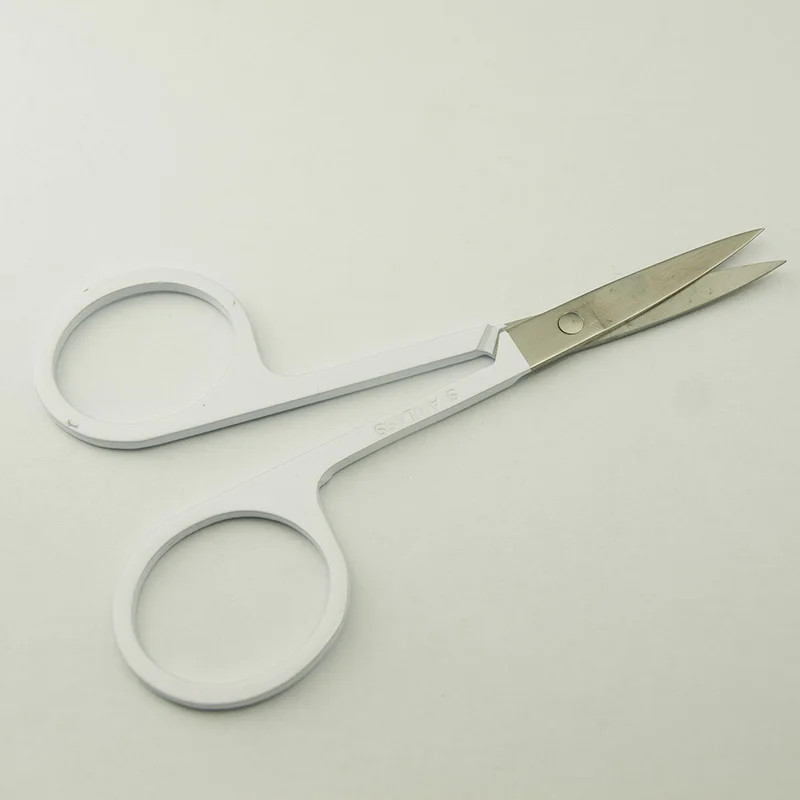 

EasyNail Quality 10pcs White spray Scissor Manicure For Nails Eyebrow Nose Eyelash Cuticle Scissors Curved Makeup Tools