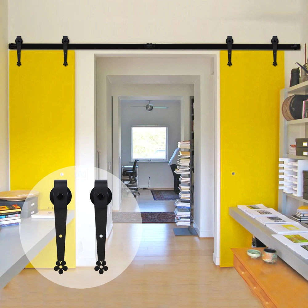 LWZH 14Feet 15Feet Black Steel American Style Sliding Doors Barns Sliding font b Closet b font