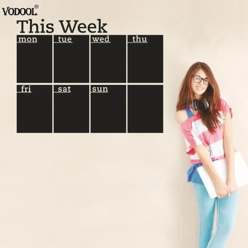 

This Week Waterproof Blackboard Sticker Removable Work Learn Record Board