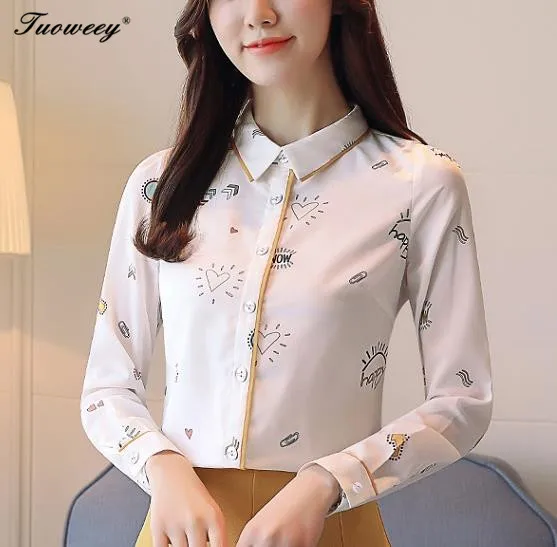 women blouses 2019 Fashion floral Chiffon Blouses Slim Women Chiffon Blouse Office Work Wear shirts vintage floral print fashion