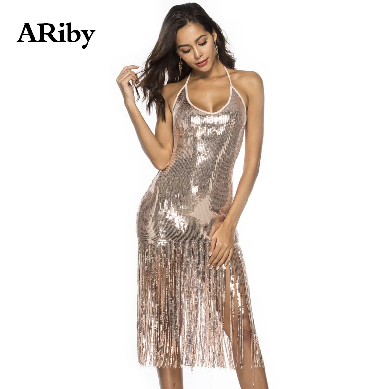 Dress Women Sexy Bodycon Party Dress Summer Black Plus Size Sexy & Club Solid Tassel Backless Sleeveless Sequined Empire Dress Dress Women Sexy Bodycon Party Dress Summer Black Plus Size Sexy & Club Solid Tassel Backless Sleeveless Sequined Empire Dress