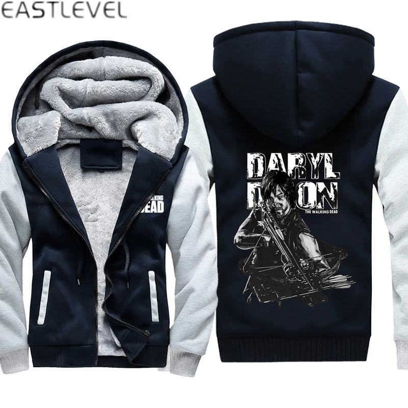 

Dropshipping The Walking Dead Hoodies Hip Hop Winter Warm Sweatshirt Jacket Winter Streetwear Fleece Thicken Hoodie Coat
