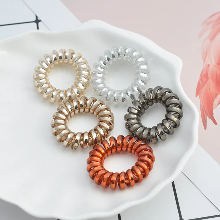 

1PC Useful Elastic Hair Bands Girls Hair Accessories Rubber Band Headwear Hair Rope Spiral Shape Hair Ties Gum Telephone Wire
