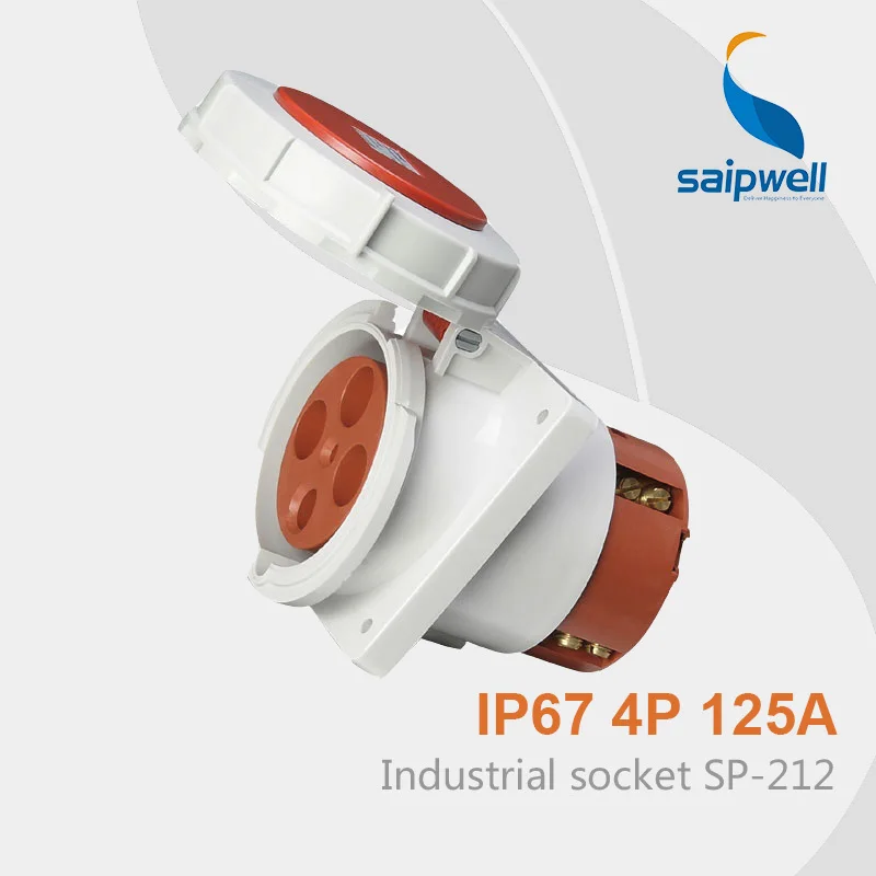

Saipwell IP67 Waterproof Power Socket iec 60309-2 Industrial Plug Socket 3P+E 125A SP-212 High Quality Free Shipping