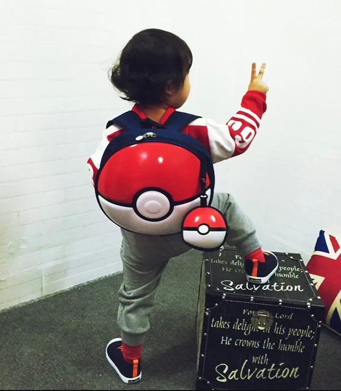 

japan style Pokemon go Pokemon monster Poke Ball pvc backpack shield bag cosplay use Children's gift child baby use