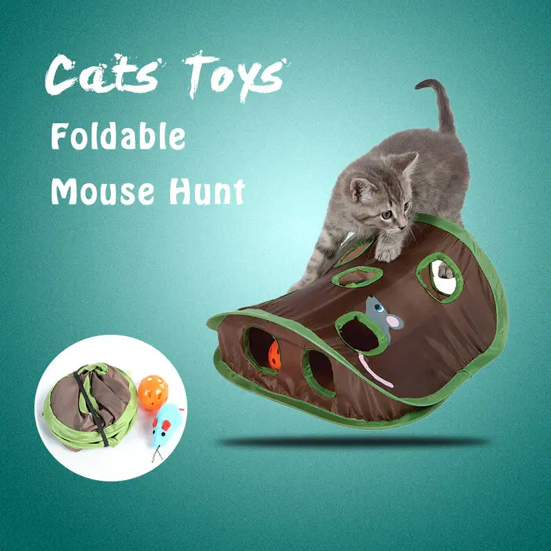 

YUBEI Pet Cat Puzzle Toy Mouse Hunt With Ball Foldable 9 Holes Pet Products Cat Supplies Toys Funny Play Game Mice Animal Toys