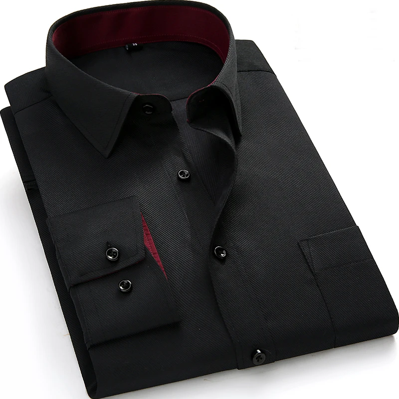 Новая модная брендовая мужская рубашка с длинным рукавом, Лоскутная рубашка с воротником и карманом, однотонная деловая мужская повседневная рубашка